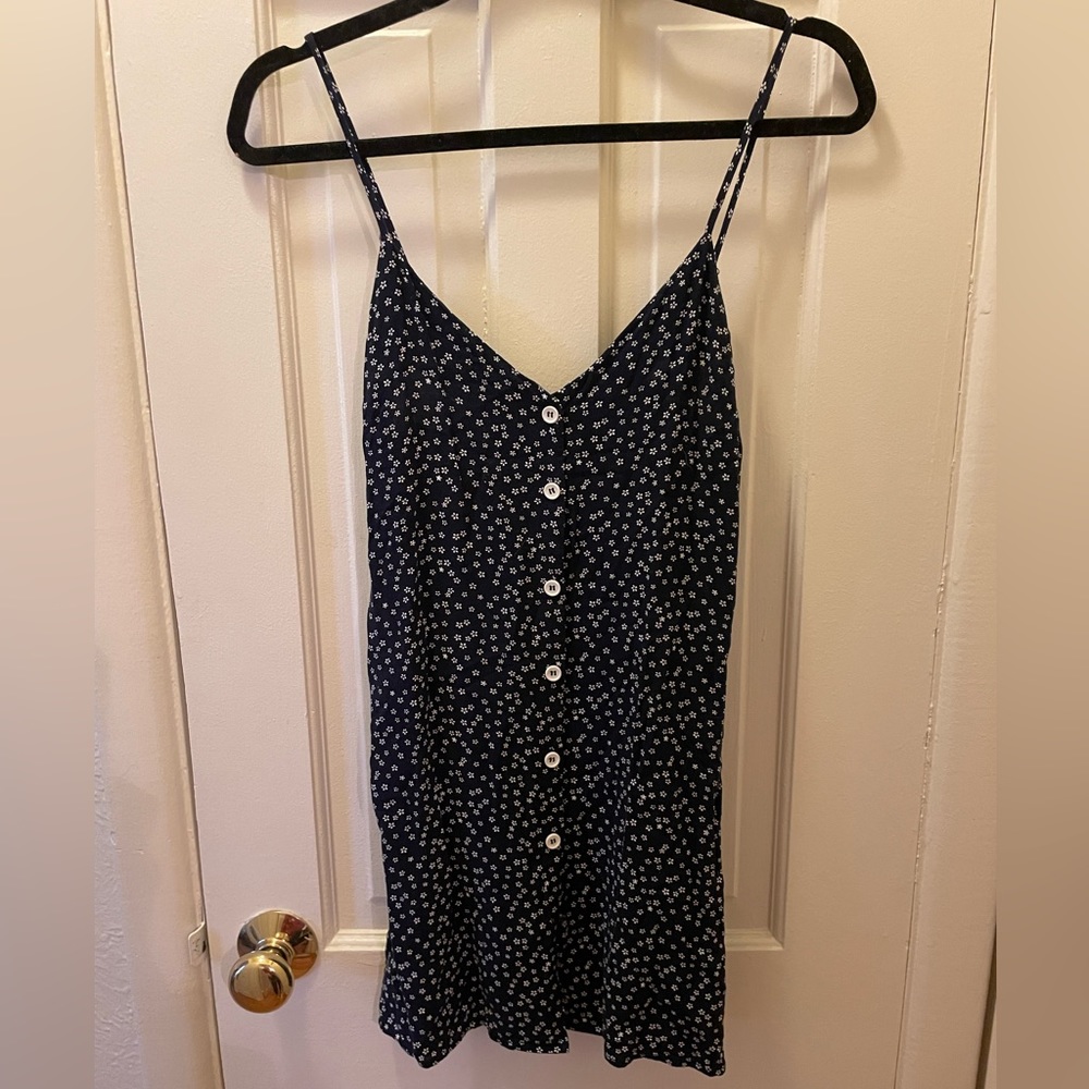 Navy Floral Button-Up Dress
